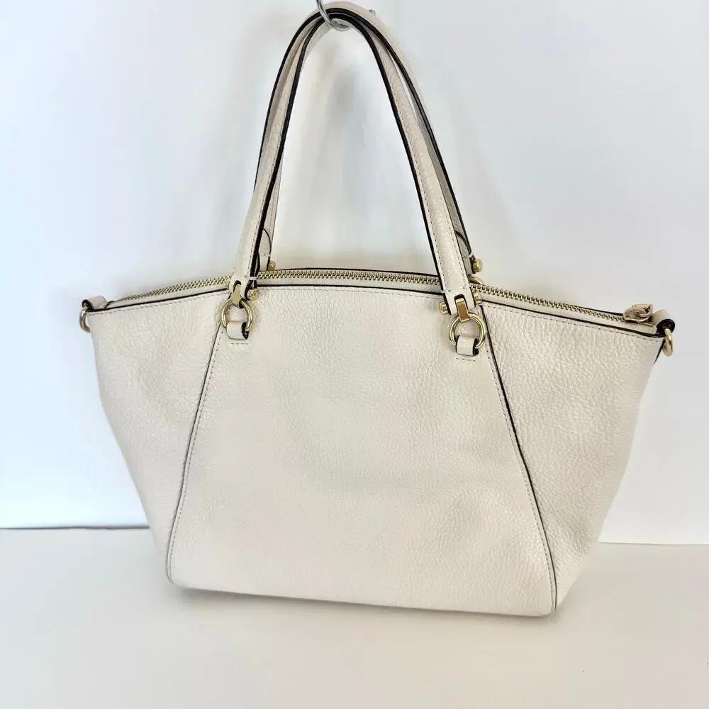 Coach Prairie Satchel Shoulder Crossbody Bag Polished Pebble Leather Chalk 79997